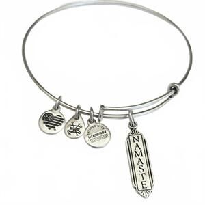 Alex and Ani Namaste Charm Silver Tone Expandable Bangle Bracelet